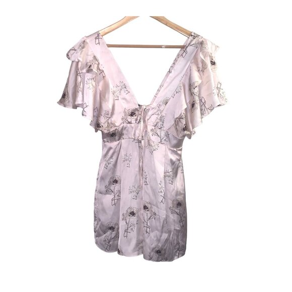 Oh My Love Ivory Floral Romance Spring Poppy Deep V-Neck Romper Size 4 - Picture 1 of 11